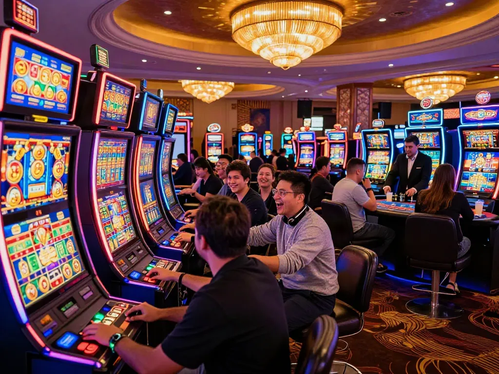 Casino gaming floor filled with players enjoying the Lucky777 slot machines in a vibrant atmosphere.