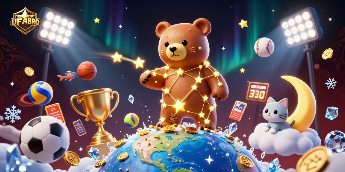 UFABRO enhances your betting experience with a vibrant 3D illustration of casino action and sports elements.