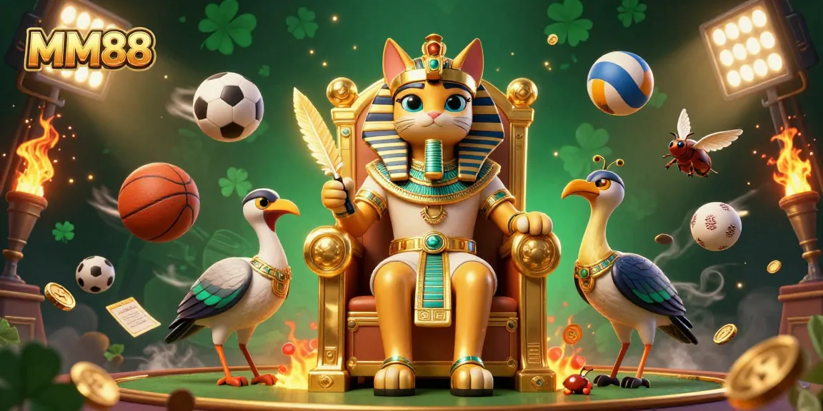Engage with MM88 through an immersive 3D casino scene featuring sports elements.