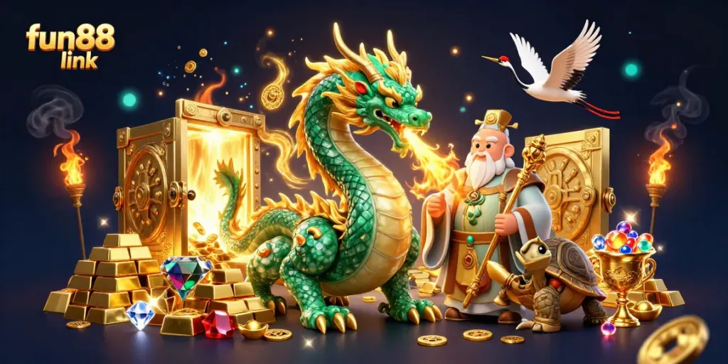 Engage in thrilling gameplay with the fun88 link, showcasing an epic 3D fantasy casino adventure.