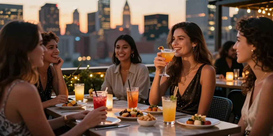 Đêm sống động với gái gọi sang trọng thưởng thức cocktail tại quán bar trên tầng thượng.