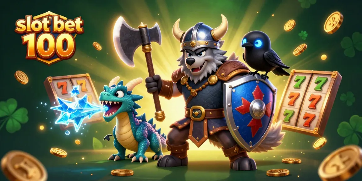 Spin to win with slot bet 100 strategy in a vibrant casino illustration.