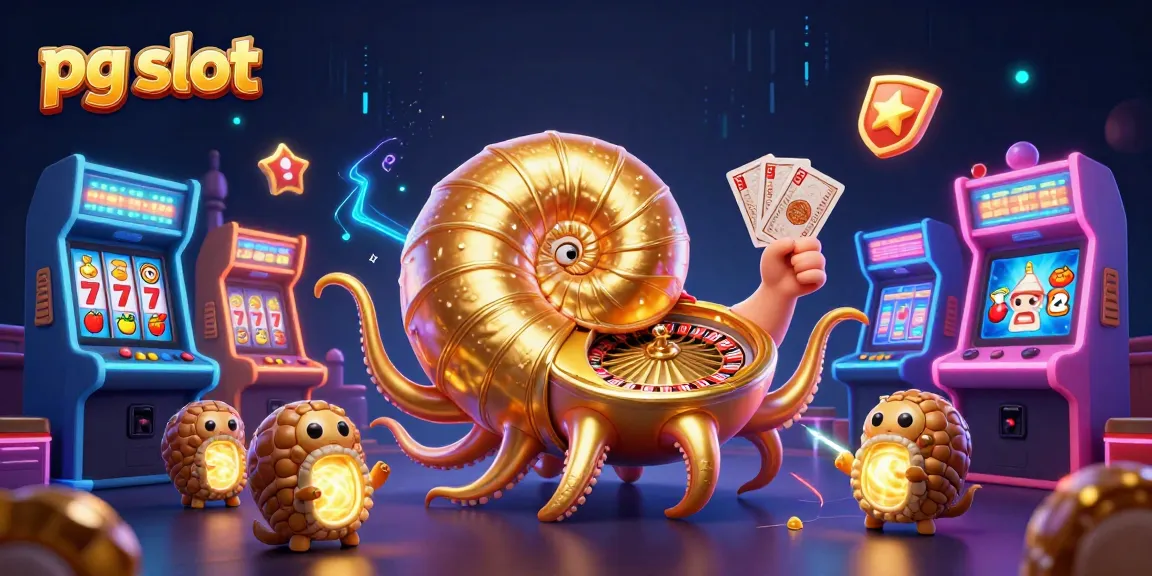 Engage with pg slot games featuring a giant nautilus roulette wheel, surrounded by vibrant casino elements.