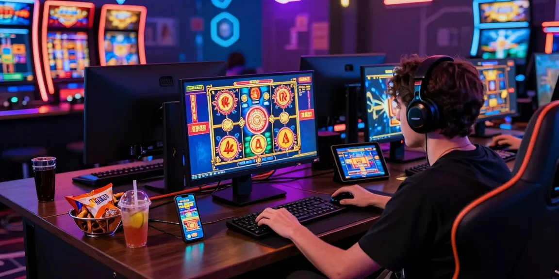 Exciting gaming setup displaying deposit pulsa tanpa potongan slot games, player focused on colorful graphics and immersive atmosphere.