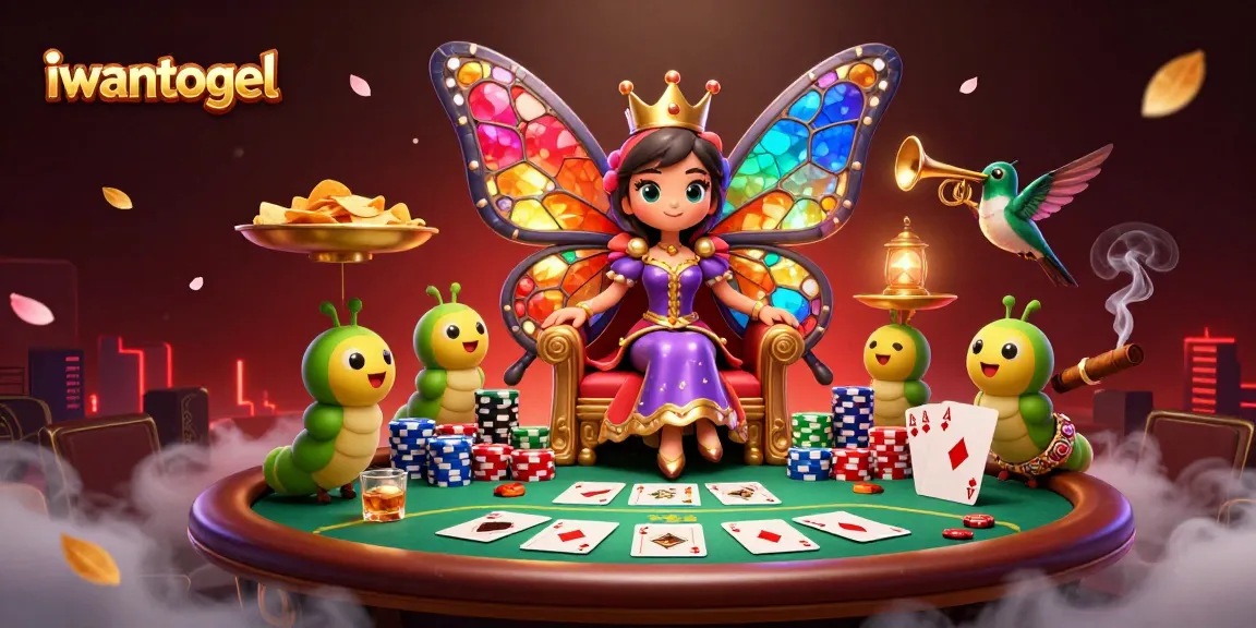 Experience the excitement of iwantogel with a fantasy scene featuring a butterfly queen and poker elements.
