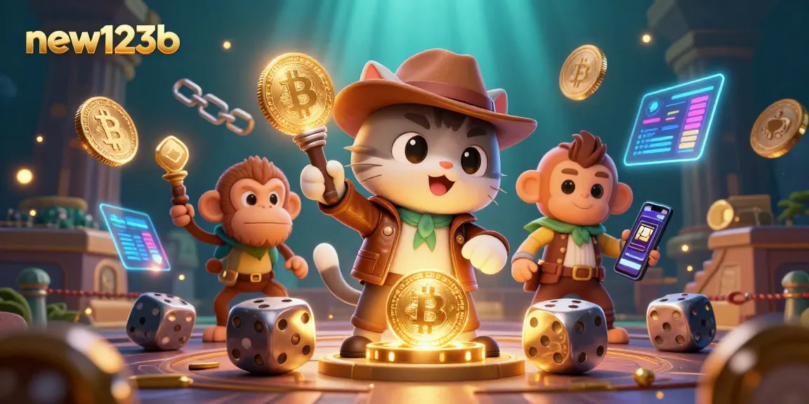 Experience the thrill of new123b with a vibrant casino adventure illustration.