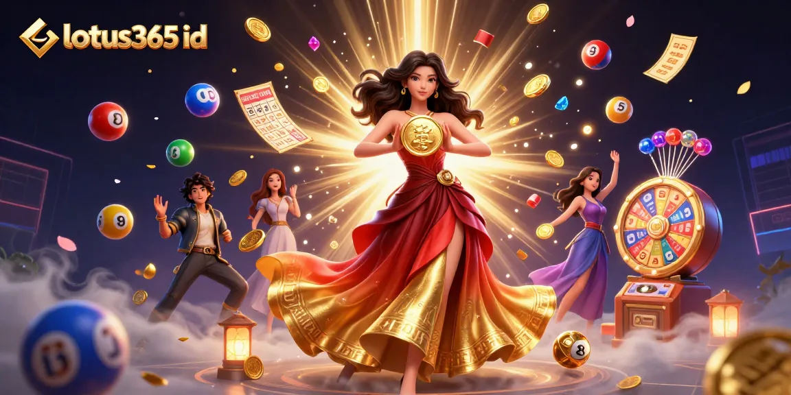 Experience the thrill with lotus365 id, highlighted by a stunning Asian woman and a rain of golden coins.