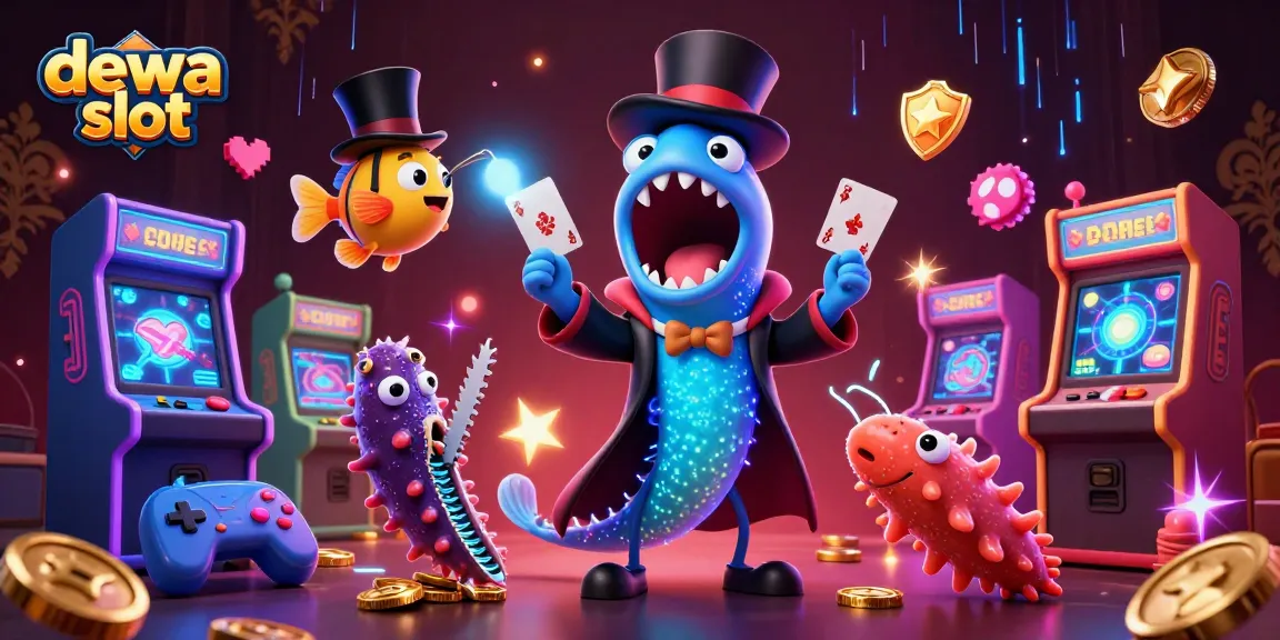 Experience the thrill of the dewa slot with colorful gameplay, featuring dynamic characters performing magic tricks in a vibrant casino scene.