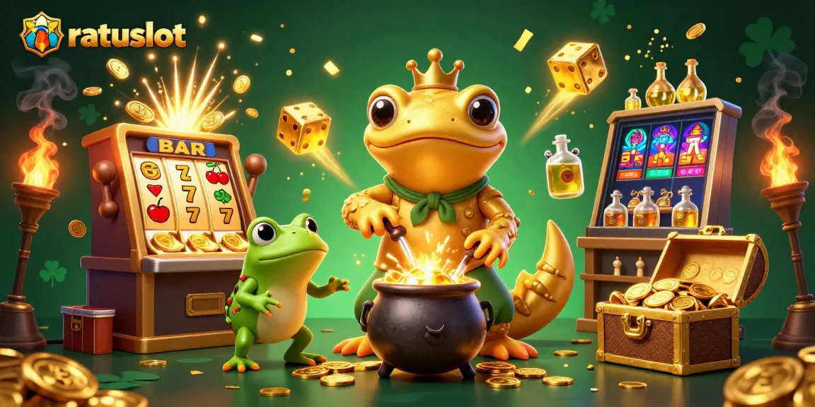 Experience the magic of ratuslot with golden alchemist characters amidst a jackpot explosion.