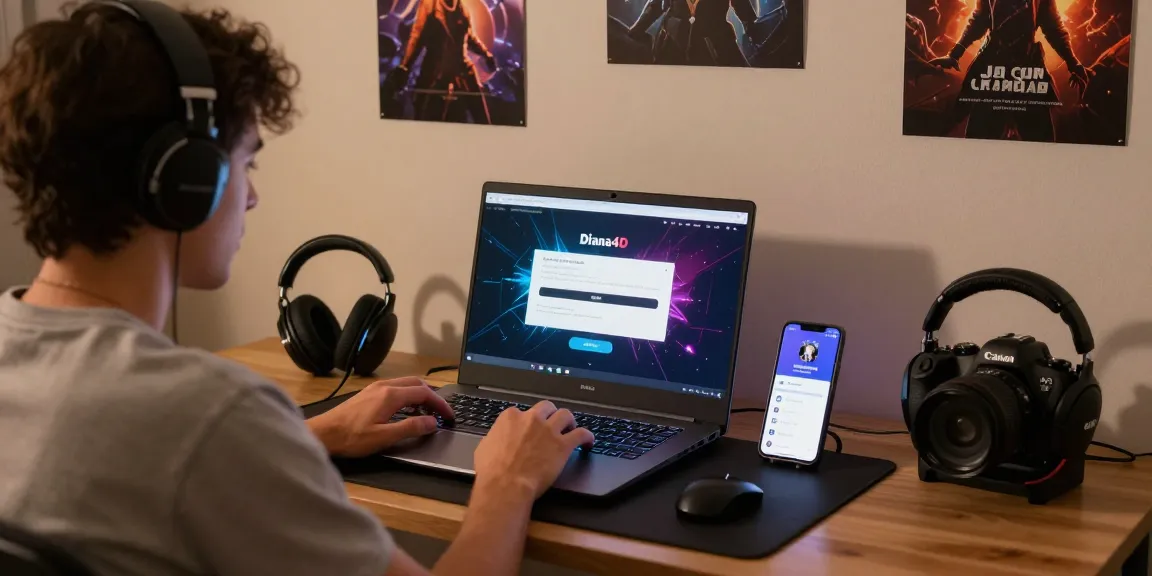 Proses diana4d login dengan pengguna di meja kerja modern, perangkat gaming terlihat.