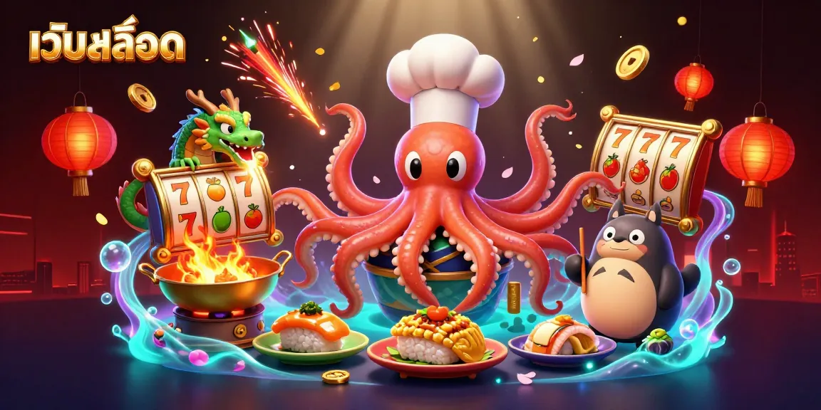 Experience the excitement of เว็บสล็อต with engaging characters and dynamic game elements in this vibrant illustration.