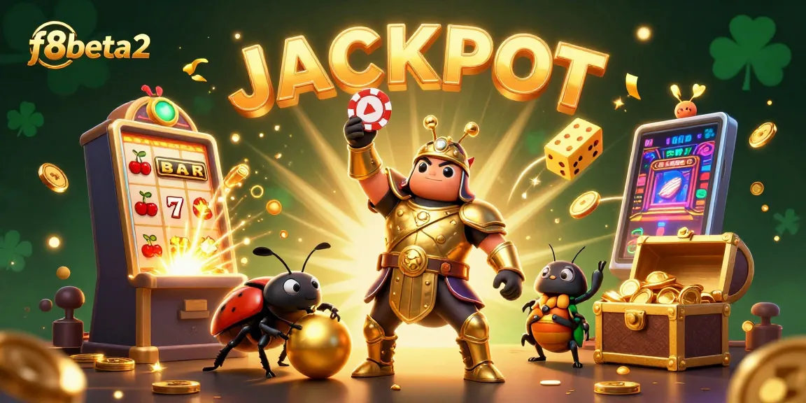 Experience the thrilling action of f8beta2 with a jubilant hercules beetle winning big at the casino!