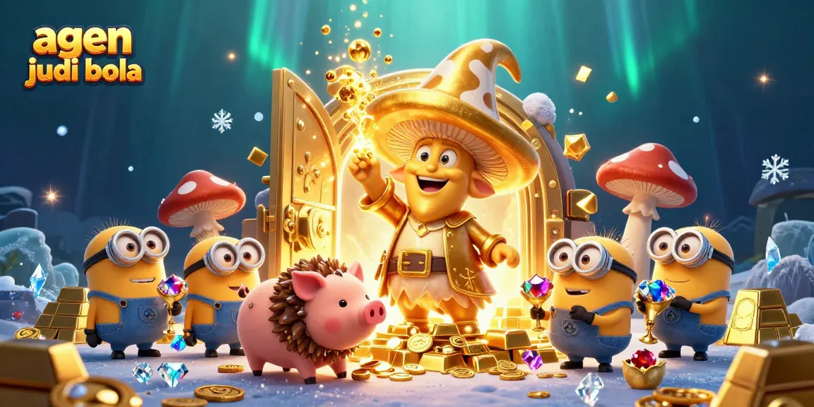 Experience winning with agen judi bola in a magical 3D casino scene filled with treasure