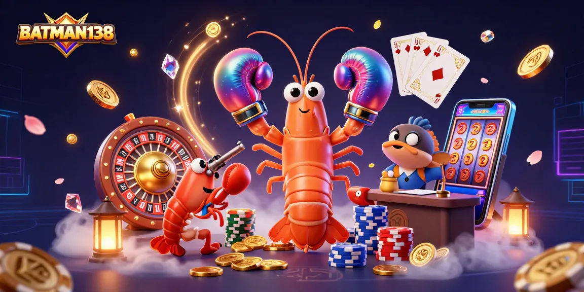 Join the excitement with BATMAN138 as cartoon characters celebrate big wins in this vibrant casino scene.