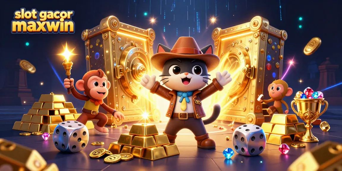 Experience the excitement of slot gacor maxwin in this vibrant 3D scene featuring treasure and adventure.
