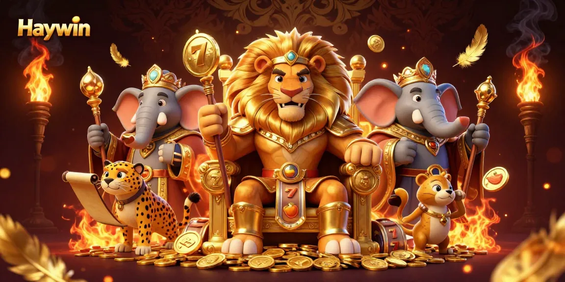 Experience thrilling wins at Haywin casino with a lion king, an elephant advisor, and a cheetah messenger.