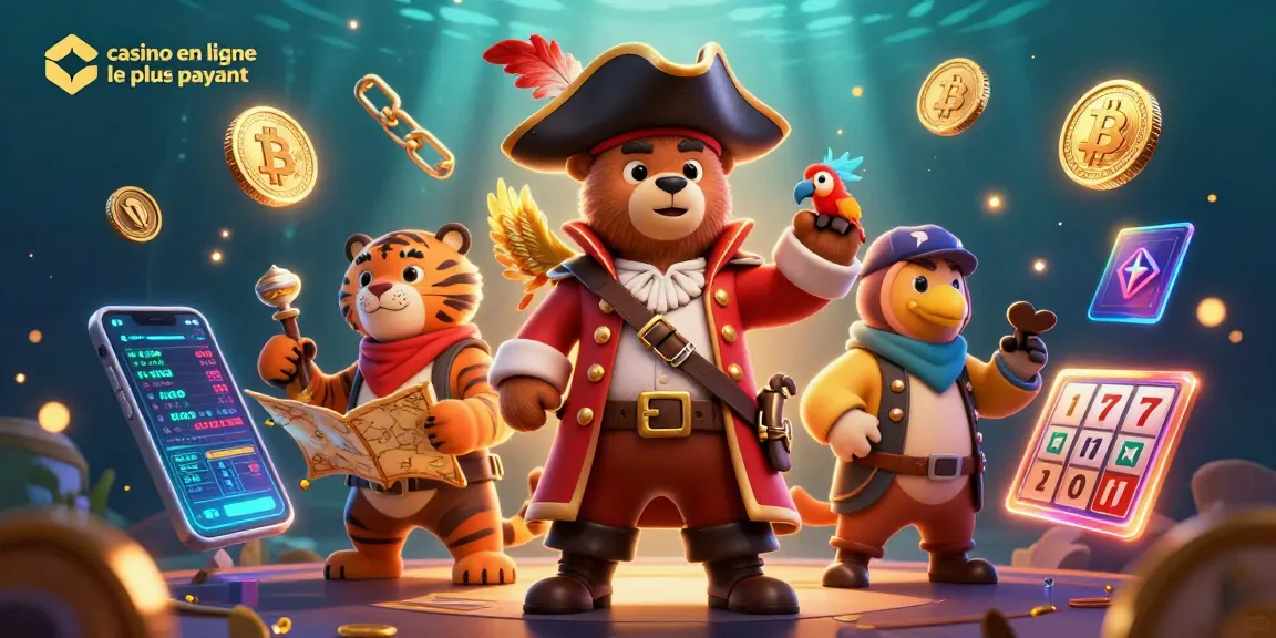 Engagez-vous dans l'expérience de casino en ligne le plus payant dans une illustration 3D vibrante mettant en scène un ours pirate et son équipage.