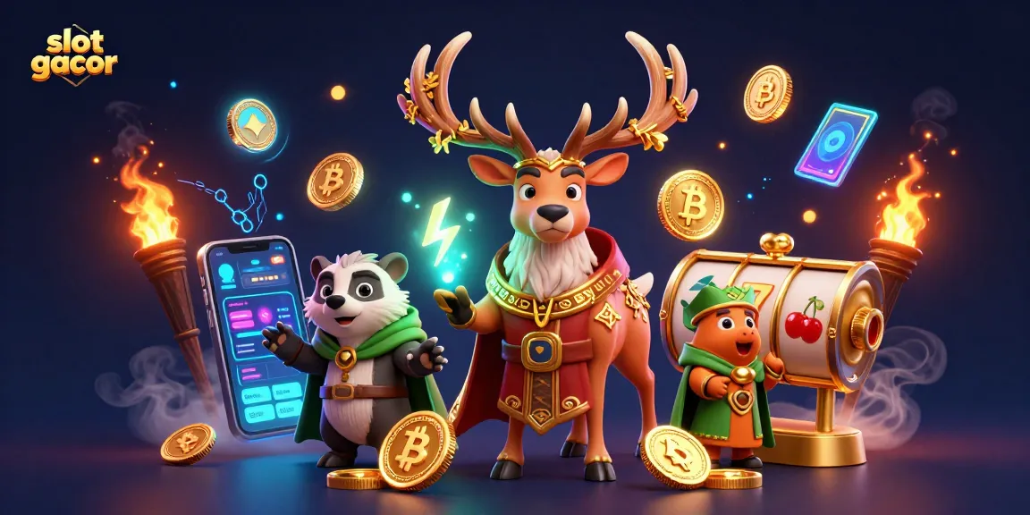 Engage with exciting slot gacor gameplay featuring vibrant characters and crypto elements.