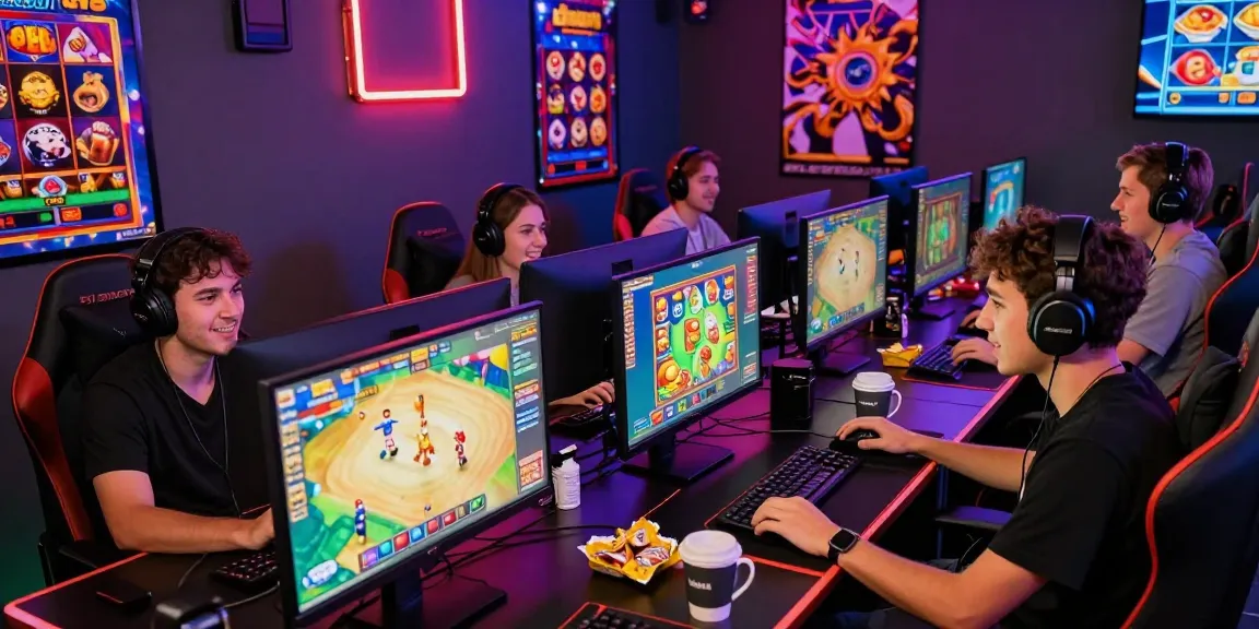 Pengguna slot88 bermain game online dengan antusias di ruang bermain modern.